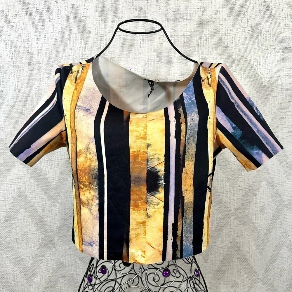 Lanca Perume scuba striped colorful cropped blouse size S